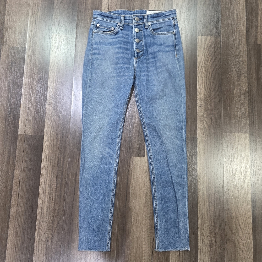 Rag & Bone Nina Farrah Wash High Rise Ankle Skinny Stretch Jeans w/Button Fly.24